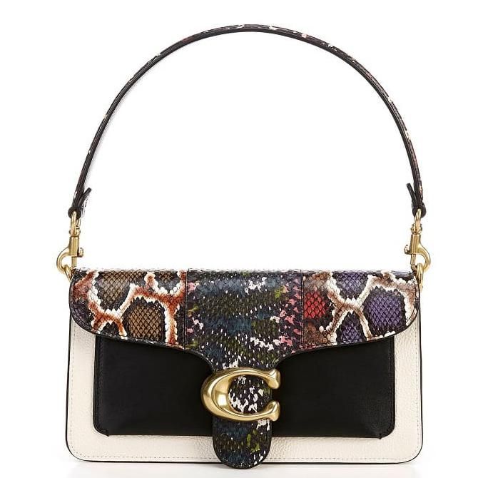 tabby snakeskin colorblock shoulder bag de coach