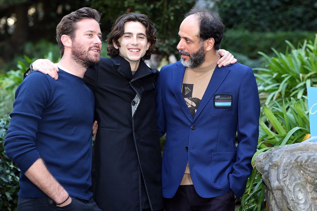 Timothee Chalamet, Armie Hammer  y Luca Guadagnino durante la promoción de 'Call me by your name'