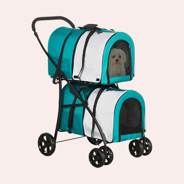 EL MEJOR CARRITO DOBLE PARA PERROS: PAWHUT COCHECITO DOBLE PARA PERROS