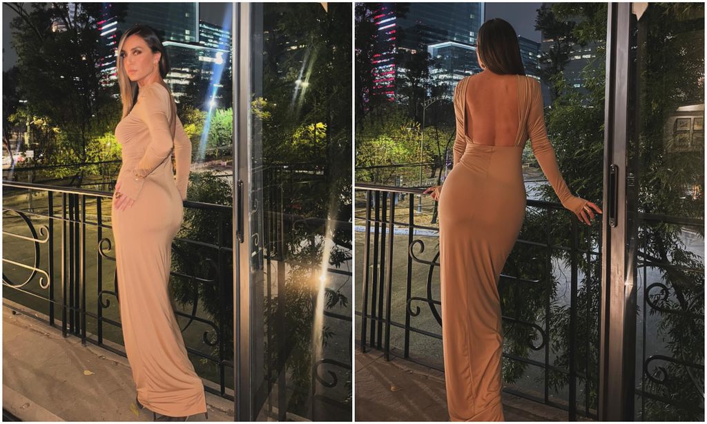 Elizabeth presumió su espectacular figura en un sexy vestido beige.