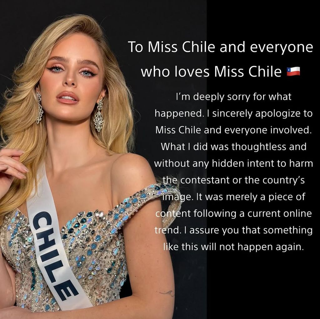 El maquillista compartió una disculpa por lo ocurrido con Inna Moll, Miss Universe Chile