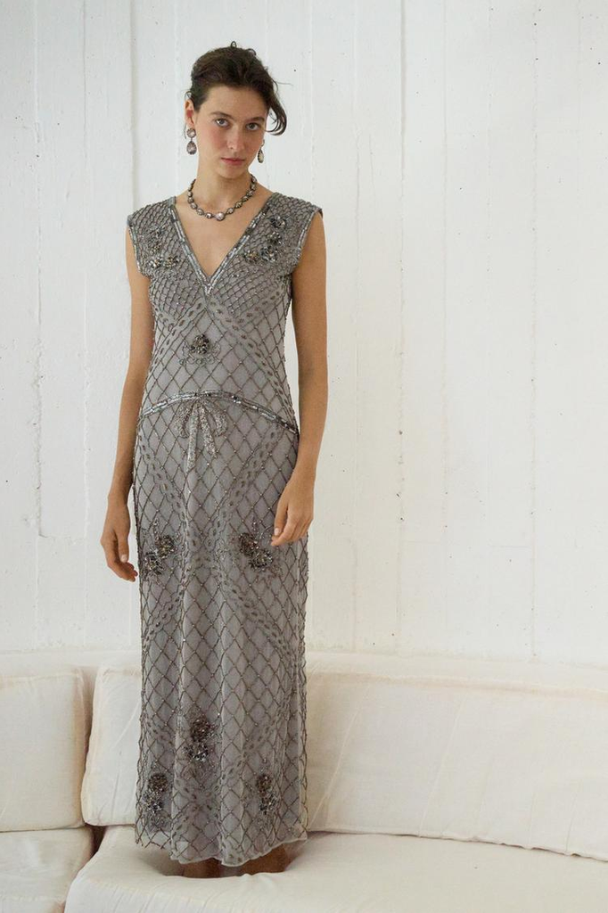 Vestido de tul con detalles de abalorios, de Zara
