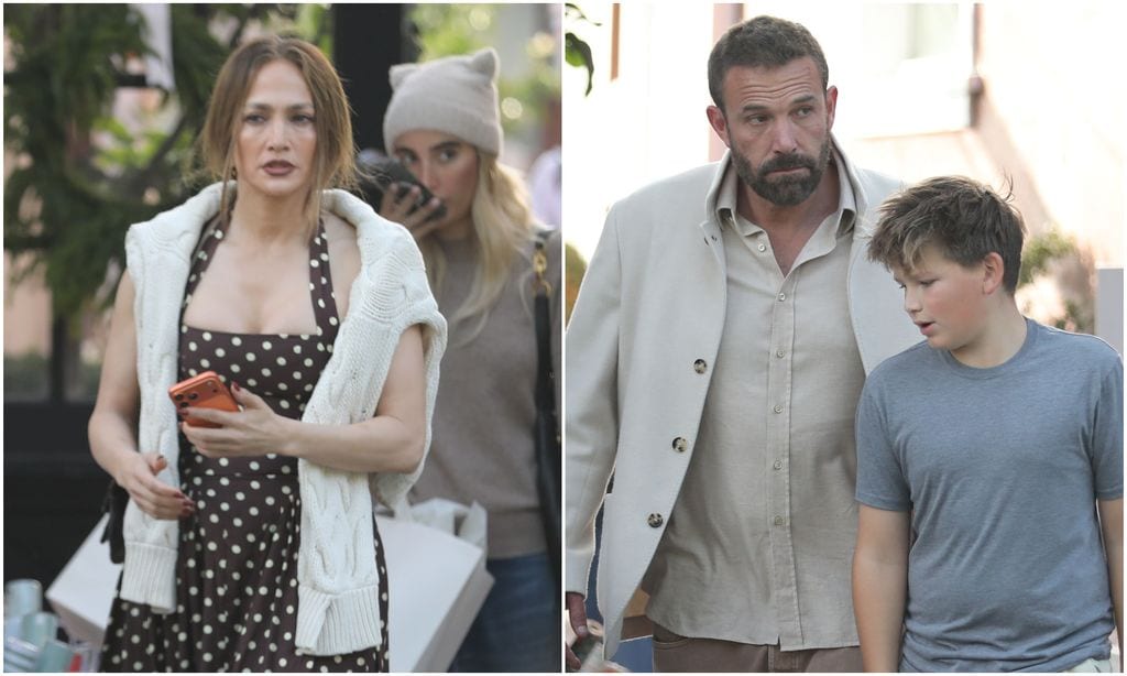 Jennifer Lopez coincidió con Ben Affleck y su hijo Samuel en una salida de compras.