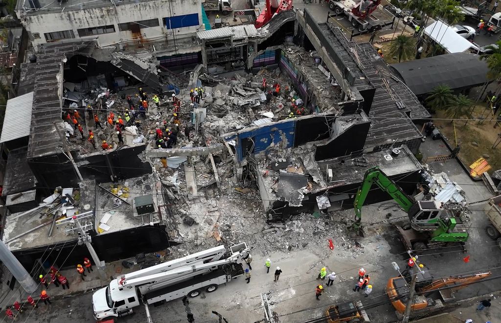 Una toma aérea de los escombros de la discoteca 'Jet Set', en Santo Domingo.