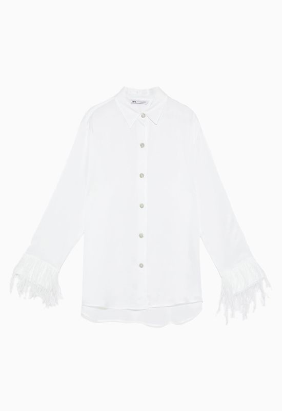 camisa zara plumas