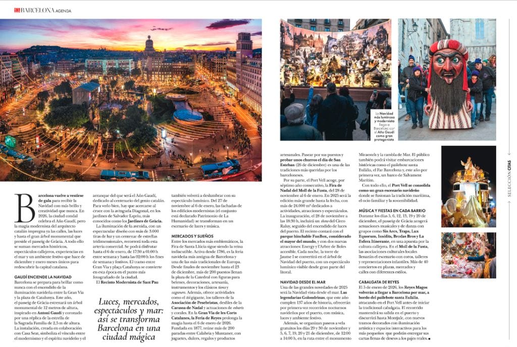 Ya está a la venta la guía ¡HOLA! Barcelona, el número especial de invierno con propuestas gastro, planes culturales, escapadas, restaurantes... y la agenda más completa con planes para Navidad, conciertos, cine, teatro, exposiciones...