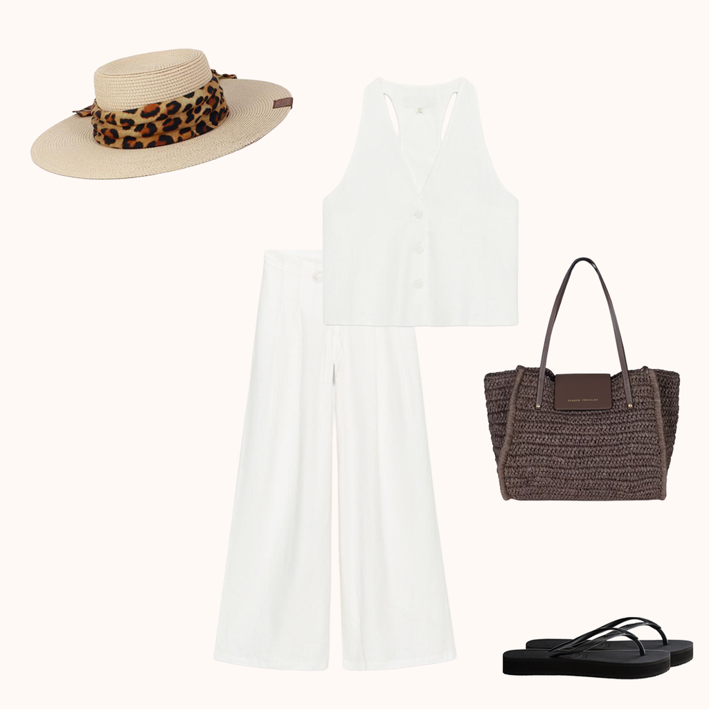 Un único pantalón blanco de lino de Zara y tres looks que te salvarán el verano