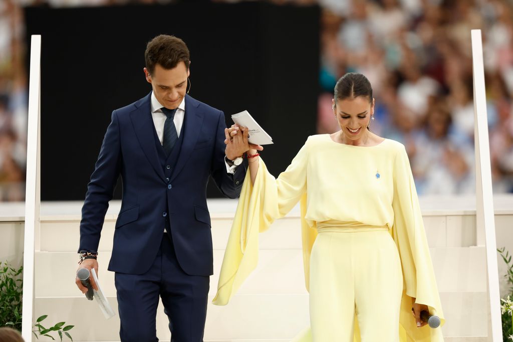 Christian Gálvez y Patricia Pardo, listos para presentar el encuentro en el Santiago Bernabéu