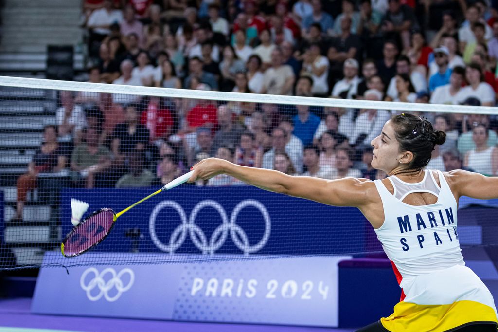 Carolina Marín jugando en los JJOO de París