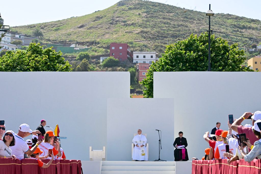 El papa León XIV en la Plaza del Cristo de la Laguna, en San Cristobal de la Laguna