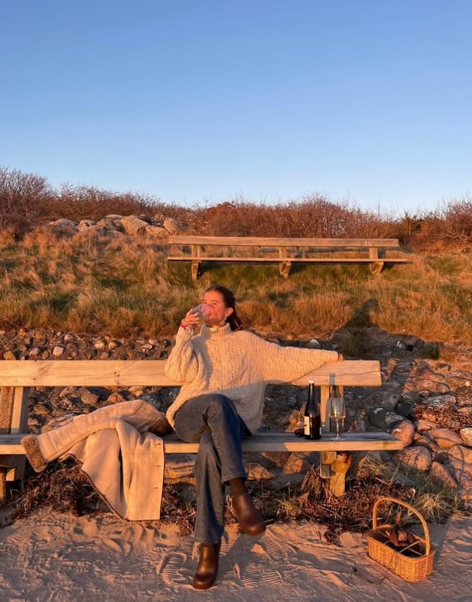 Jersey cuello alto blanco trenzado de @matildadjerf