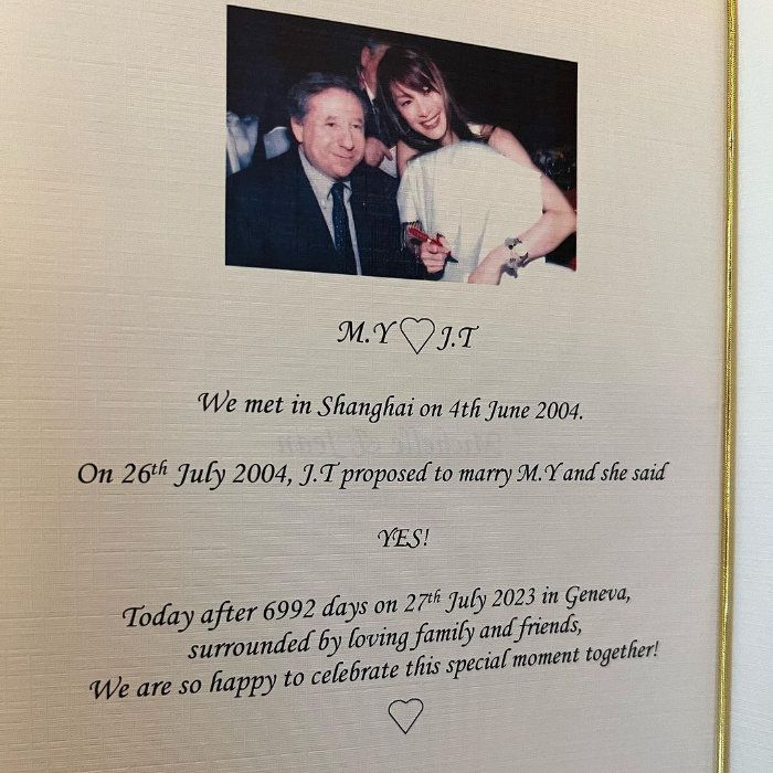 Boda de Michelle Yeoh y Jean Todt