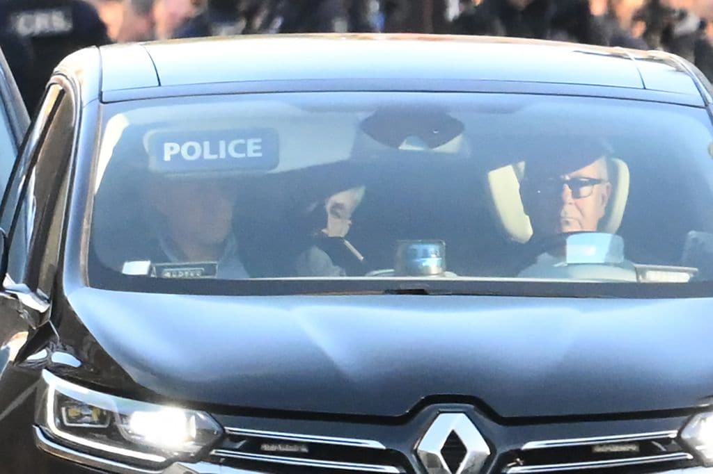 The car carrying former French President Nicolas Sarkozy arrives at La Sante prison, where he is to serve a five-year prison sentence after being convicted of criminal conspiracy over a plan for late Libyan dictator Moamer Kadhafi to fund his 2007 electoral campaign, in Paris, France, on October 21, 2025. Sarkozy, who has faced multiple legal troubles since losing re-election in 2012, becomes the first former head of a European Union country to serve time behind bars. He has appealed the verdict and denounced the ruling as an âÃÃºinjustice.âÃÃ¹ Photo by Eliot Blondet/ABACAPRESS.COM