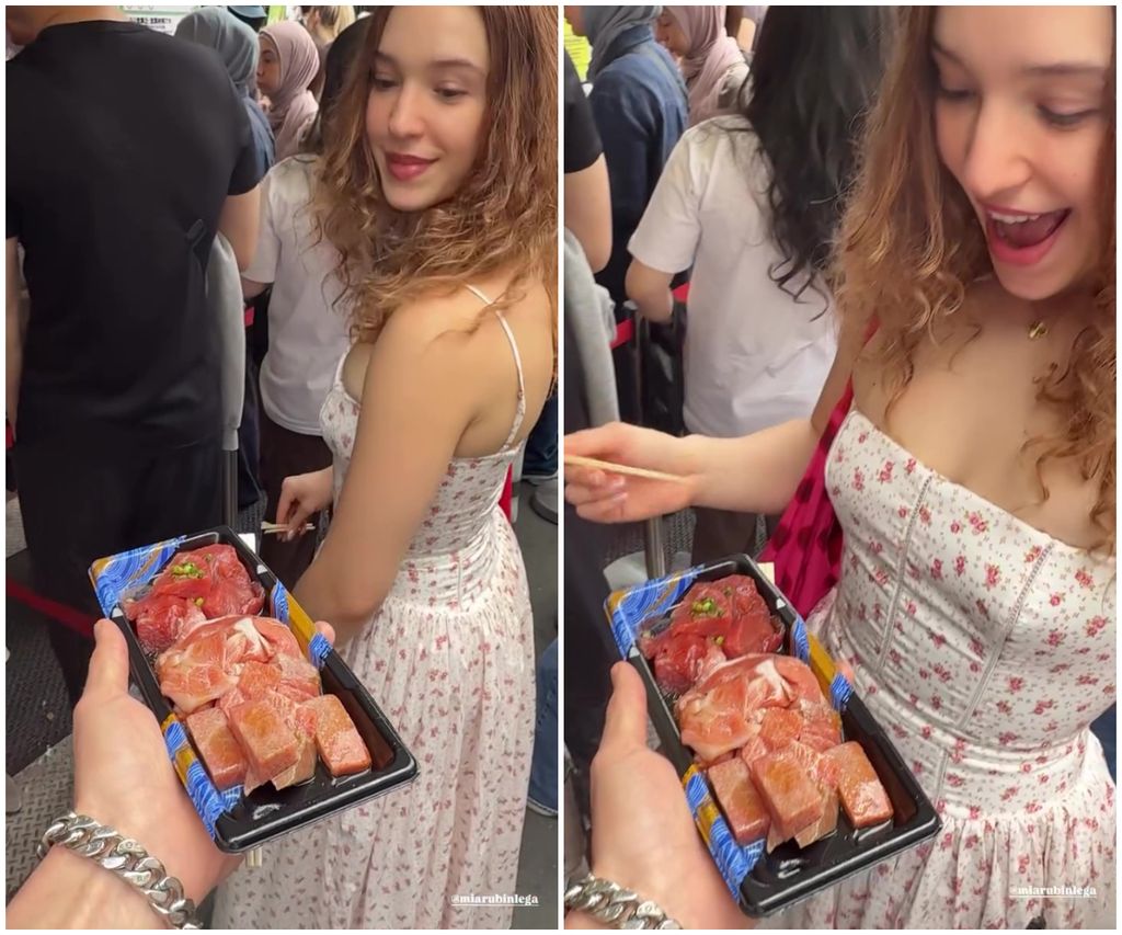 Tarik tuvo un lindo gesto con su novia Mía durante su visita al mercado de mariscos.
