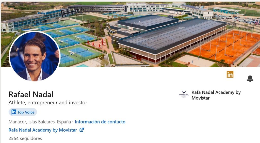 La cuenta de Linkedin de Rafael Nadal 