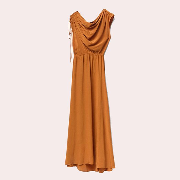 Vestido Frunce Hombro Sfera Naranja