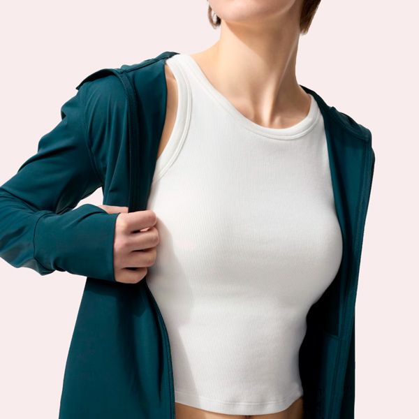 Camiseta corta con sujetador canalé (sin mangas) blanca