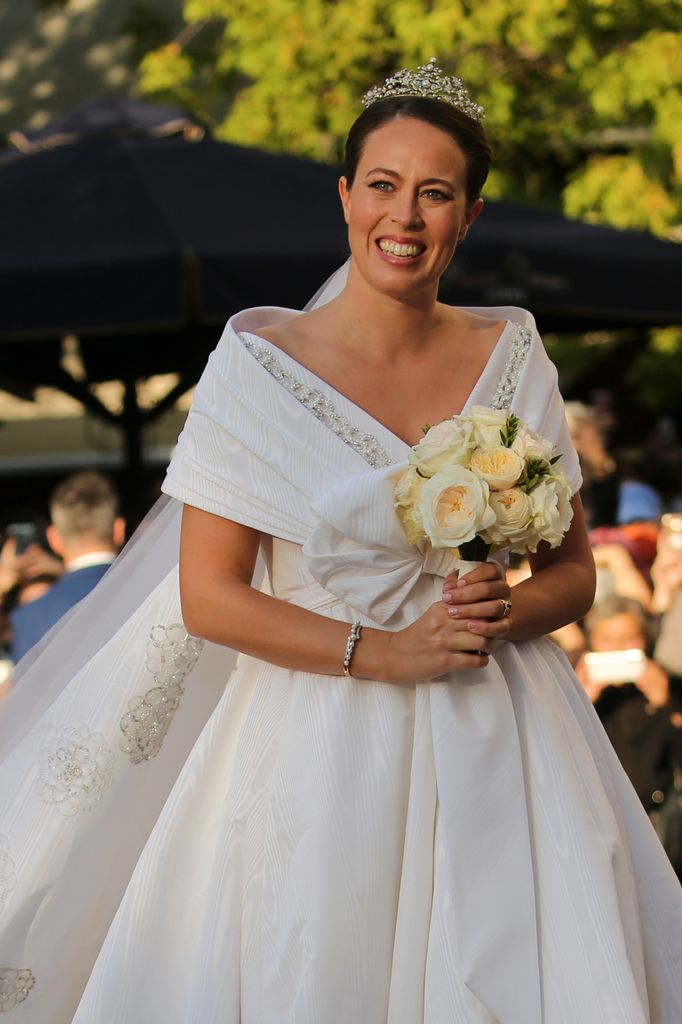 Nina Flohr llevó la tiara del Corsario el día de su boda con Philippos de Grecia