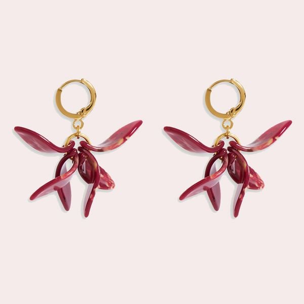 Pendientes aro pequeño rubí marmolado