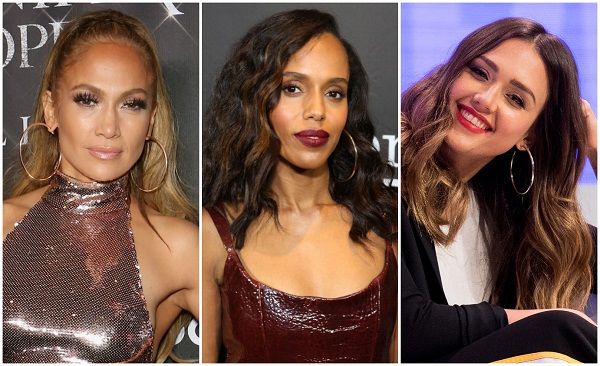 Jennifer López, Kerry Washington y Jessica Alba con aros