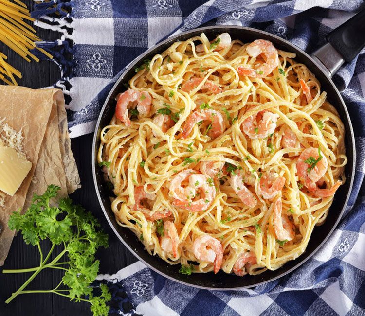Tallarines con gambas