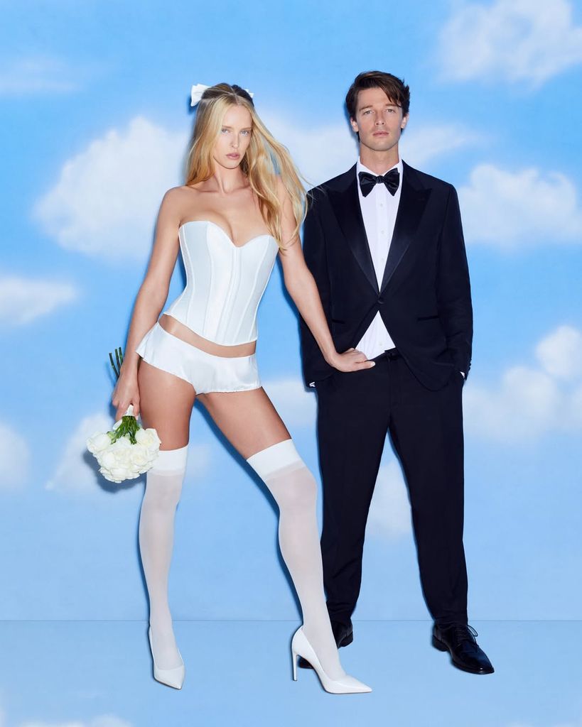 Patrick Schwarzenegger y su prometida, la modelo Abby Champion, en una campaña para Skims
