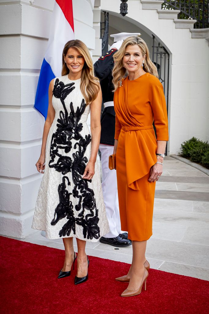 Máxima decidió estrenar un look naranja vibrante para la cena en la Casa Blanca.