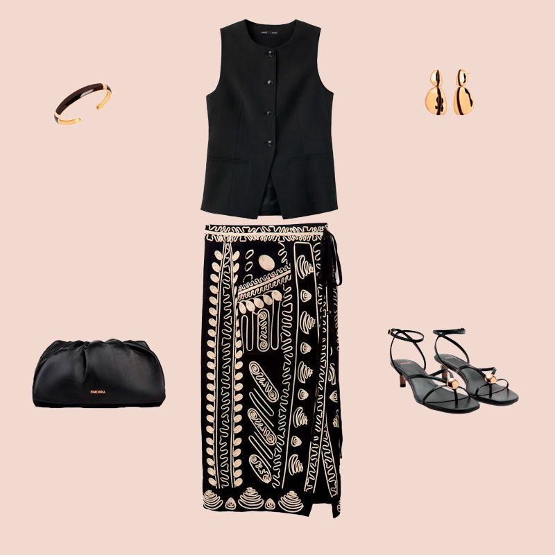 Look chaleco negro mango julio 2026