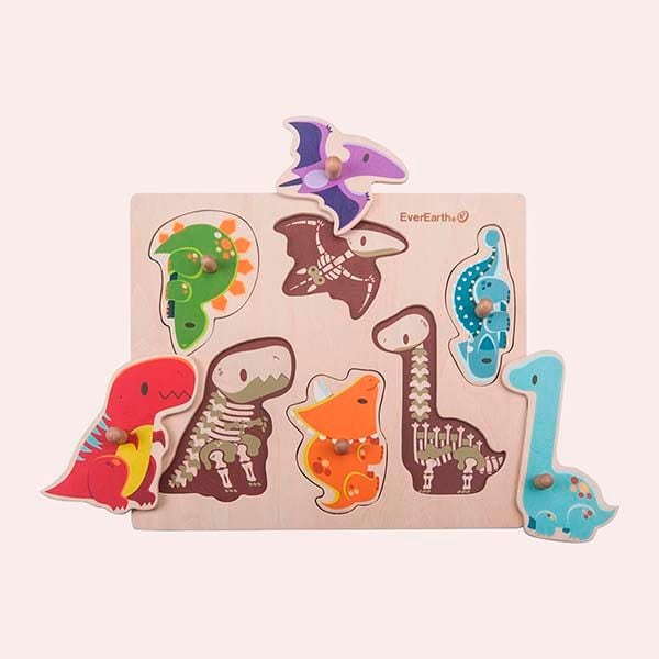 Puzzle con Botón de Agarre EverEarth Dinosaurio