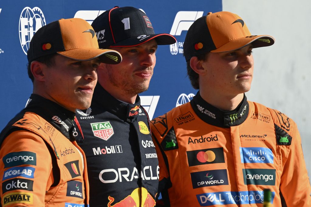 Norris, Verstappen y Piastri, el pasado 6 de septiembre en el circuito de Monza       