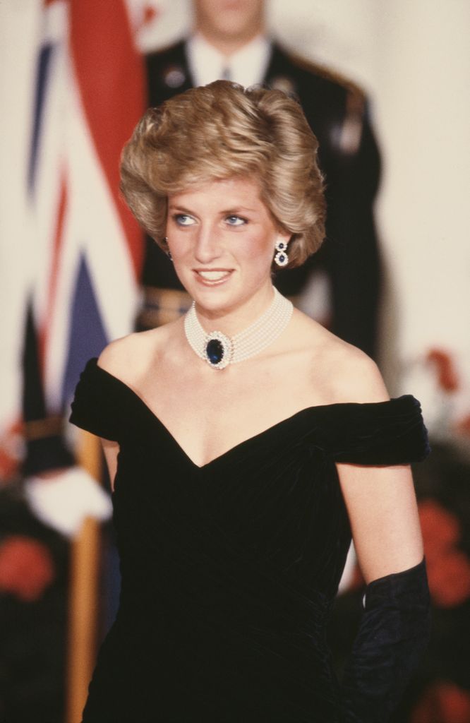 La princesa Diana de Gales en la Casa Blanca, Washington, 1985.