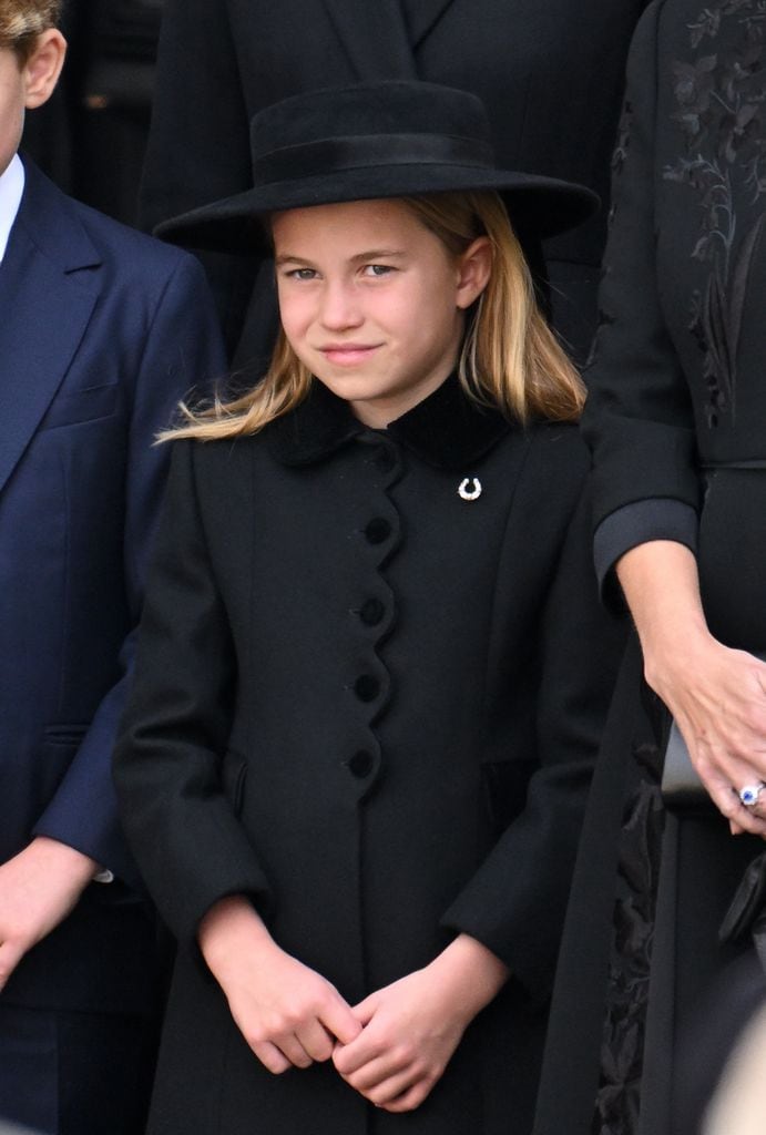 La princesa Charlotte en el funeral de la reina Isabel II, 2022.