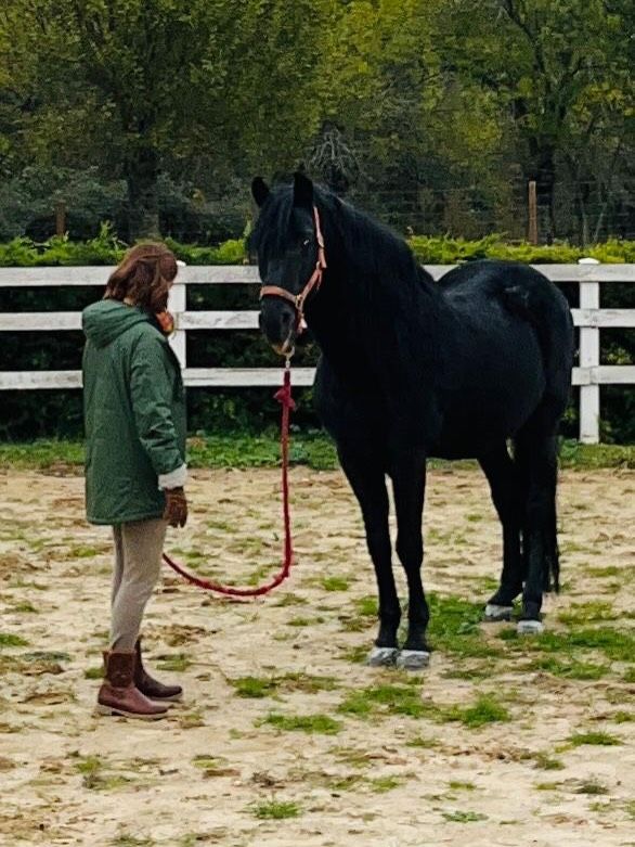 Samantha Vallejo-Nágera junto a su caballo, Caviar