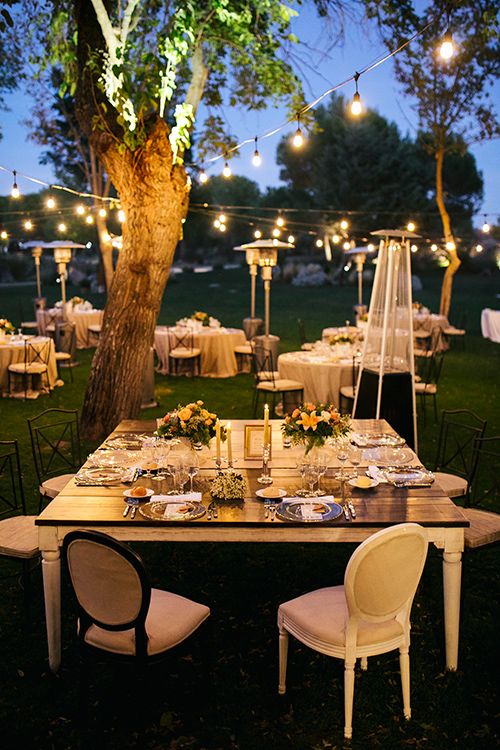 Decoración de bodas al aire libre en septiembre en Madrid