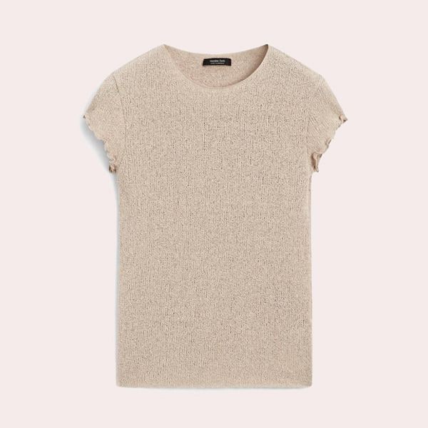 Camiseta punto detalle ribetes ondulados