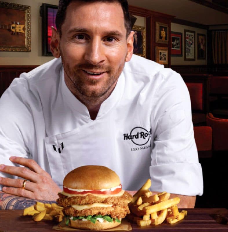 Messi y su nueva burger de pollo
