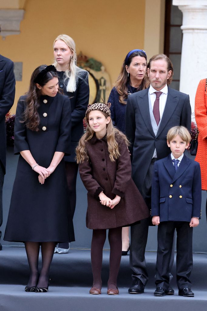 India Casiraghi con sus padres en el Día Nacional de Mónaco de 2025