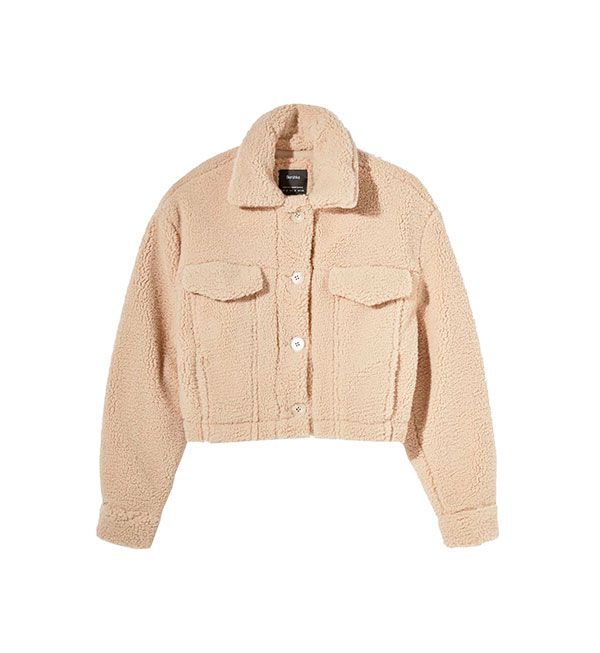 Cazadora tipo sobrecamisa borreguito de Bershka
