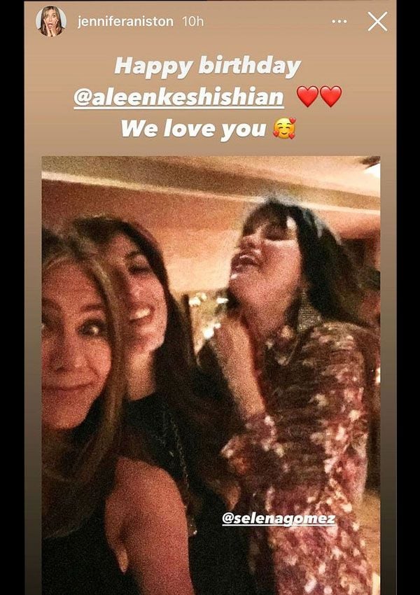 Jennifer Aniston felicitación de Instagram