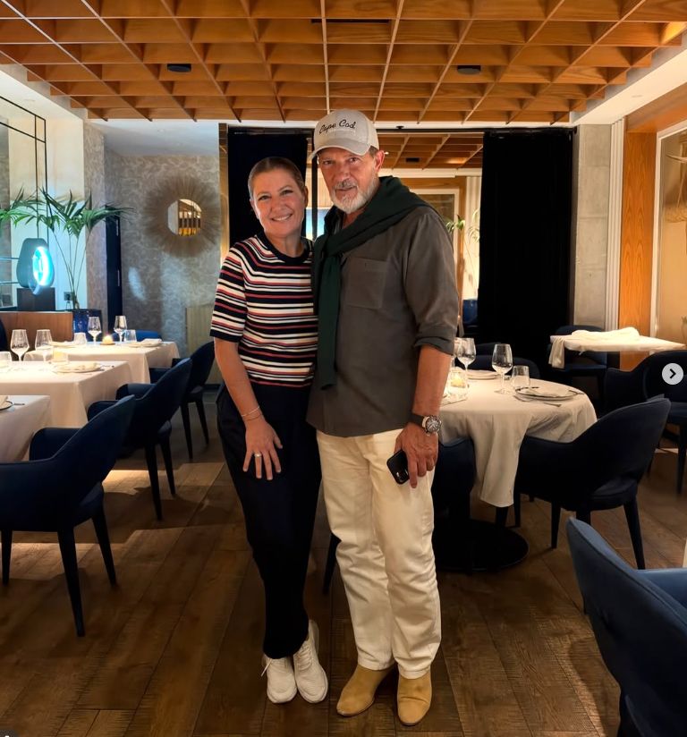 Sara Baras y Antonio Banderas, en el restaurante malagueño Doña Inés. 