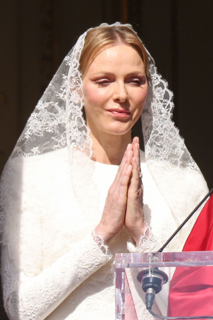 Charlene de Mónaco en la visita del Papa León XIV a Mónaco, 2026.