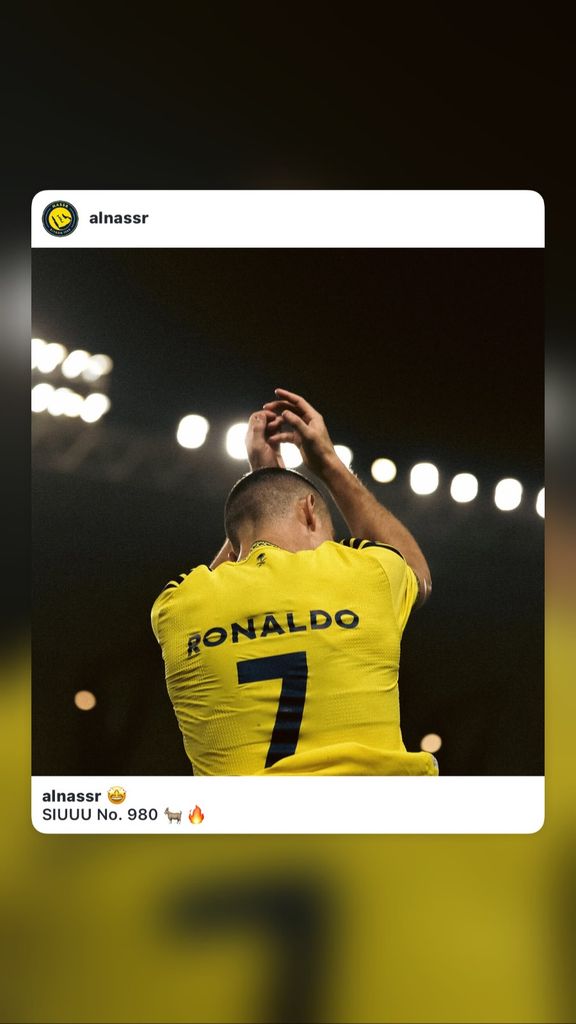 Cristiano Ronaldo celebrando su último gol con el Al Nassr, el 980 en su cómputo personal