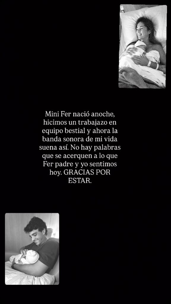 La publicación con la que Sofía Ellar ha anunciado el nacimiento de su primer hijo, Mini Fer