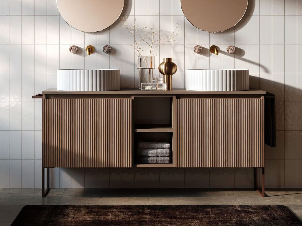 Mueble bajo lavabo de pie doble de madera con cajones