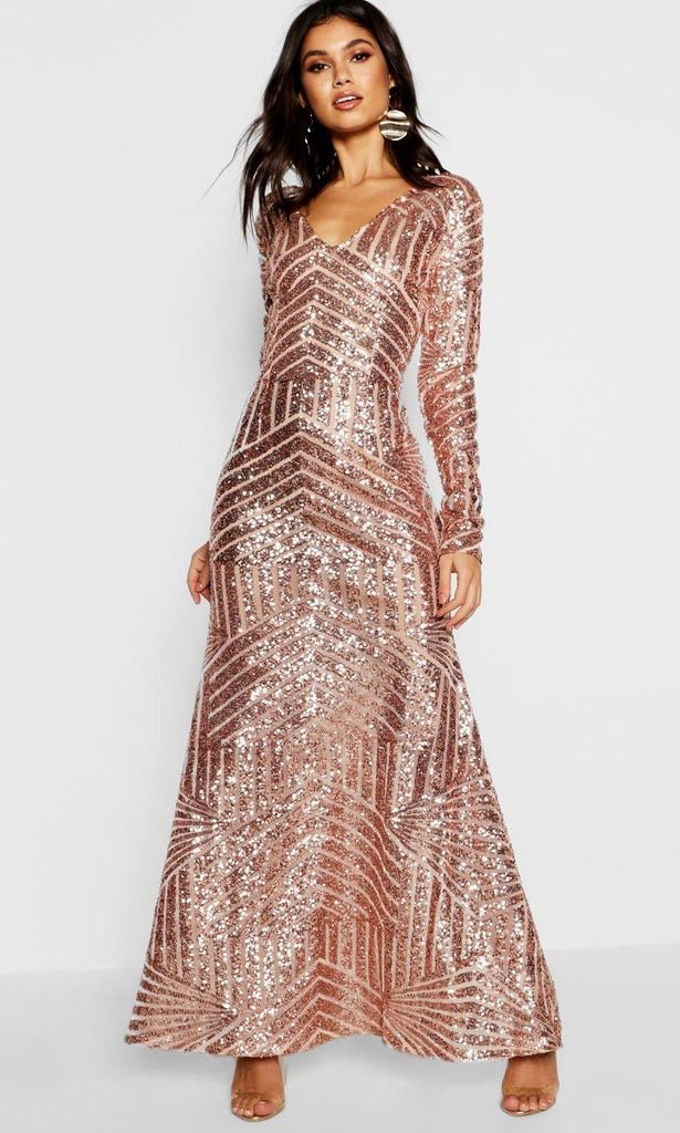 sequin amp mesh maxi dress de boohoo