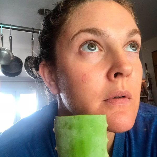 Drew Barrymore con aloe vera
