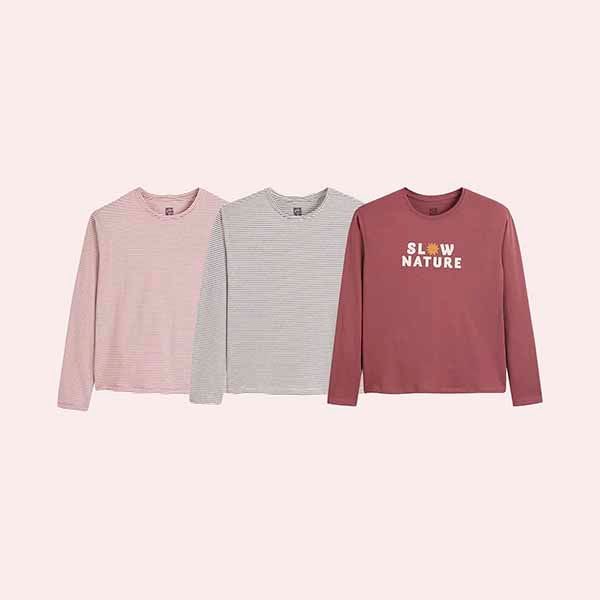 Lote de 3 Camisetas de Manga Larga de La Redoute
