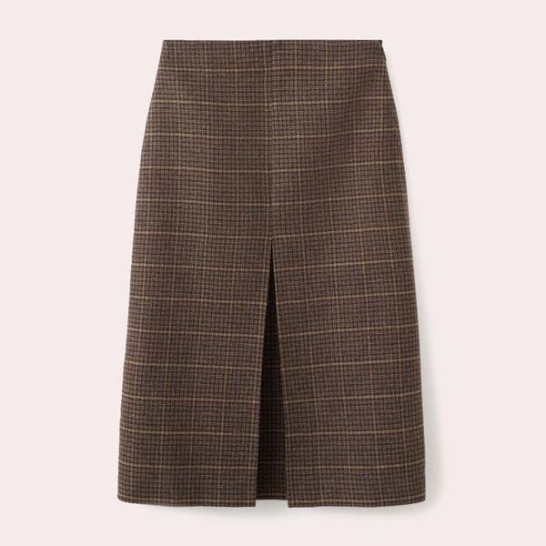 Falda midi cuadros mezcla lana