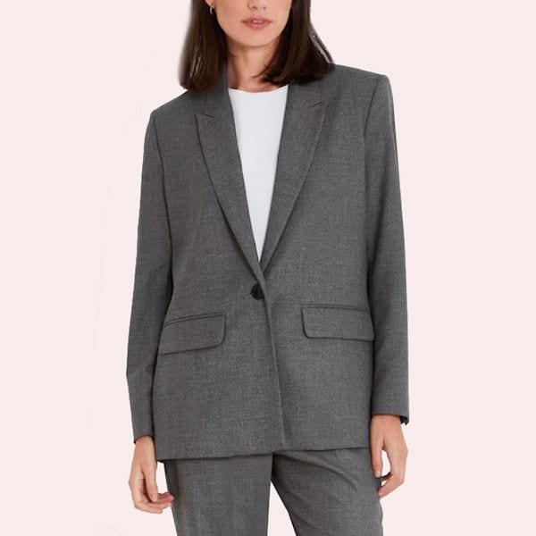 Blazer de mujer jaspeada con cuello solapa