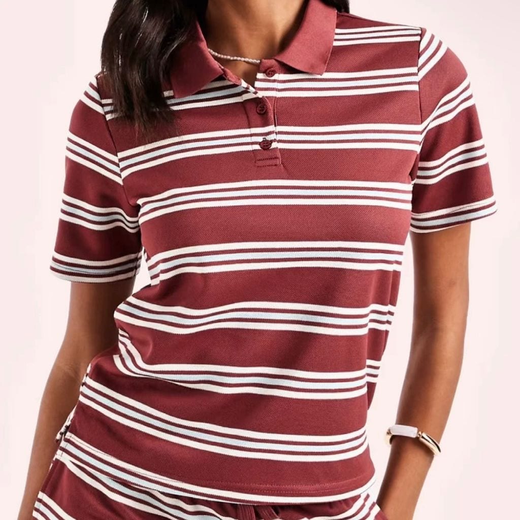 Polo burdeos a rayas de Asos